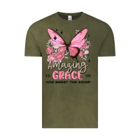 Vintage Olive amazing grace how sweet the sound butterfly Vintage Tee - MaliasSmallBusiness