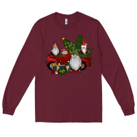 Burgundy christmas gnomes with truck Long Sleeve Tee - RanaPortraitStore