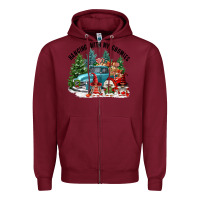 Burgundy hanging with my gnomies Zipper Hoodie - FaDigitalArtStudio
