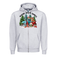 Heather Grey hanging with my gnomies Zipper Hoodie - FaDigitalArtStudio