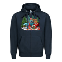 Navy hanging with my gnomies Zipper Hoodie - FaDigitalArtStudio
