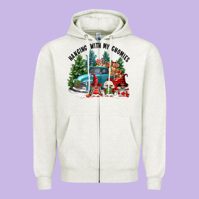 Hanging With My Gnomies Zipper Hoodie Designed By Fadigitalartstudio