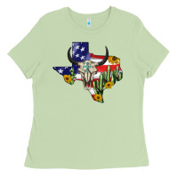 Matcha bull skull texas map american playng Ladies Tee - BarkalooDesign