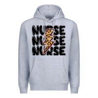 Heather Grey nurse lightning bolt Premium Hoodie - MaliasSmallBusiness