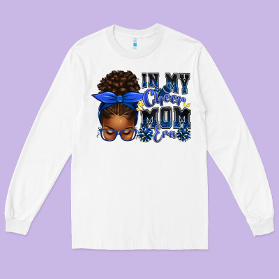 In My Cheer Mom Era Afro Messy Bun Long Sleeve Tee Designed By Texasbilliewilder