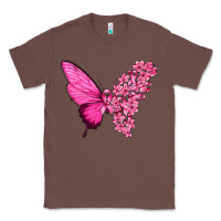 Chestnut Pink Flowers and Breast Cancer Ribbon Butterfly Classic Tee - texasbilliewilder