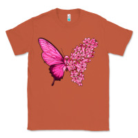 Copper Pink Flowers and Breast Cancer Ribbon Butterfly Classic Tee - texasbilliewilder