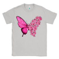 Pink Flowers And Breast Cancer Ribbon Butterfly Classic Tee | Teevron
