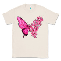 Natural Pink Flowers and Breast Cancer Ribbon Butterfly Classic Tee - texasbilliewilder