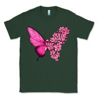 Sports Green Pink Flowers and Breast Cancer Ribbon Butterfly Classic Tee - texasbilliewilder