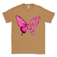 Toasted Coconut Pink Flowers and Breast Cancer Ribbon Butterfly Classic Tee - texasbilliewilder