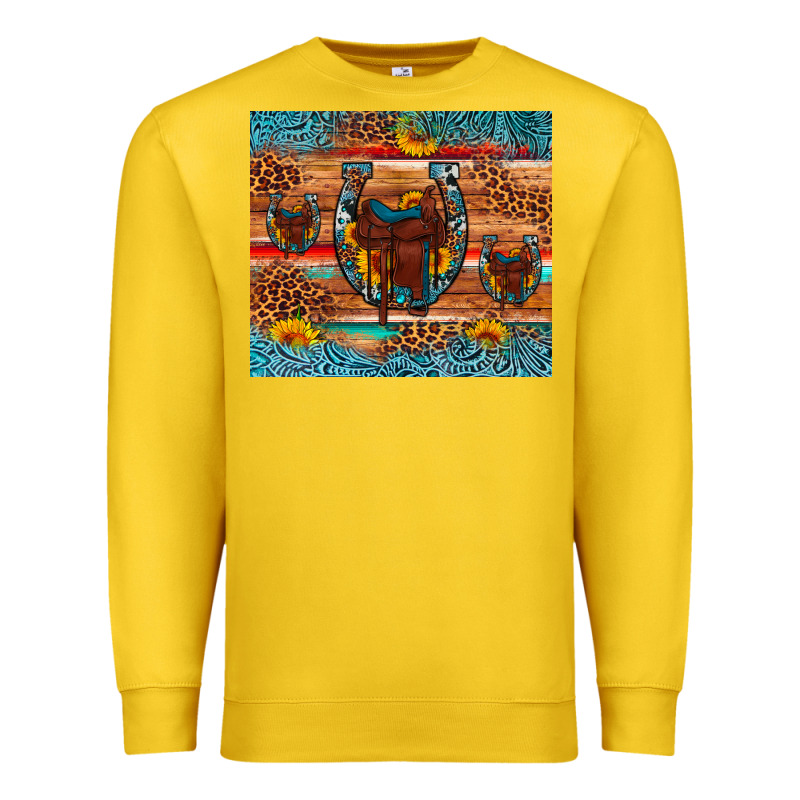 Saddle Horseshoe Leopard Sunflower Premium Sweatshirt by Artiststas | Teevron