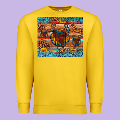 Saddle Horseshoe Leopard Sunflower Premium Sweatshirt Designed By Artiststas