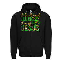Black i dont need luck ive got jesus st. patricks day Zipper Hoodie - Neo Western