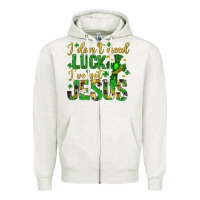 Oatmeal Heather i dont need luck ive got jesus st. patricks day Zipper Hoodie - Neo Western