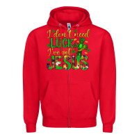 Red i dont need luck ive got jesus st. patricks day Zipper Hoodie - Neo Western