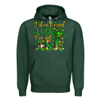 Sports Green i dont need luck ive got jesus st. patricks day Zipper Hoodie - Neo Western