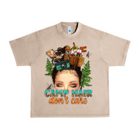 French Oak messy bun camp hair dont care Urban Heavy Tee - texasbilliewilder