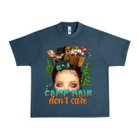Midnight Navy messy bun camp hair dont care Urban Heavy Tee - texasbilliewilder