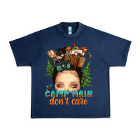 Navy messy bun camp hair dont care Urban Heavy Tee - texasbilliewilder
