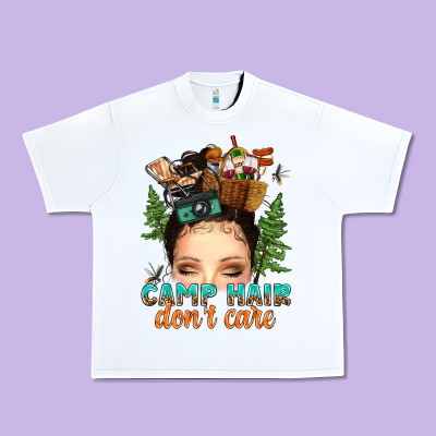 Urban Heavy Tee messy bun camp hair dont care