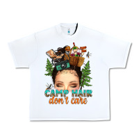 White messy bun camp hair dont care Urban Heavy Tee - texasbilliewilder