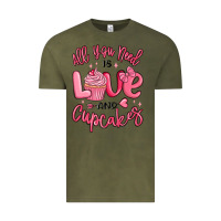 Vintage Olive all you need is love and cupcakes valentines day Vintage Tee - MaliasSmallBusiness