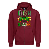 Burgundy irish i was gamer st. patricks day Zipper Hoodie - Neo Western