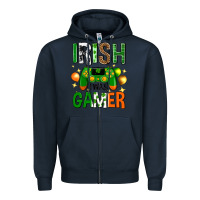 Navy irish i was gamer st. patricks day Zipper Hoodie - Neo Western