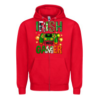 Red irish i was gamer st. patricks day Zipper Hoodie - Neo Western