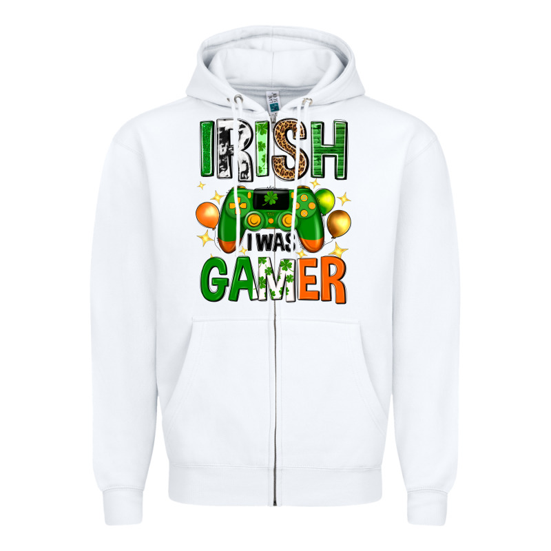 Irish I Was Gamer St. Patricks Day Zipper Hoodie by Neo Western | Teevron
