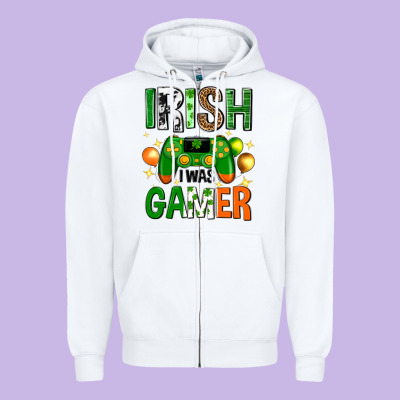 Irish I Was Gamer St. Patricks Day Zipper Hoodie Designed By Neo Western