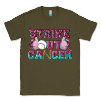Army Green Strike Out Cancer Baseball Classic Tee - texasbilliewilder