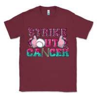 Burgundy Strike Out Cancer Baseball Classic Tee - texasbilliewilder