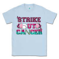 Dusty Blue Strike Out Cancer Baseball Classic Tee - texasbilliewilder