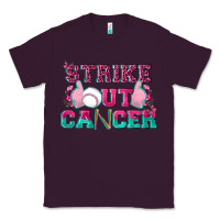 Plum Strike Out Cancer Baseball Classic Tee - texasbilliewilder