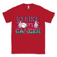 Red Strike Out Cancer Baseball Classic Tee - texasbilliewilder