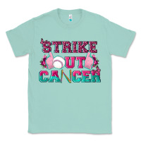 Seafoam Strike Out Cancer Baseball Classic Tee - texasbilliewilder