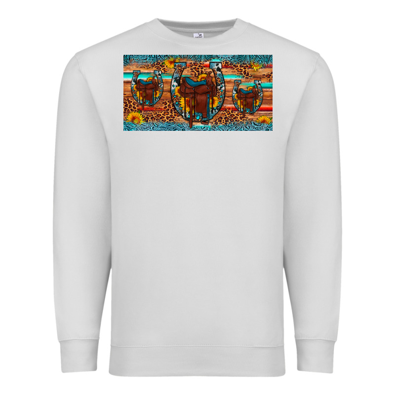 Saddle Horseshoe  Sunflower Leopard License Plate Premium Sweatshirt by Artiststas | Teevron