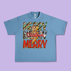 Merry Christmas Lightning Bolt Urban Heavy Tee Designed By Zillion Design Studio