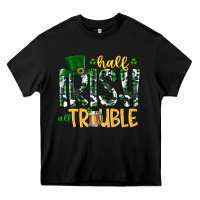Black Half Irish All Trouble Heavy Core Tee - CowhideDigitalArt