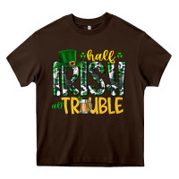 Chocolate Brown Half Irish All Trouble Heavy Core Tee - CowhideDigitalArt