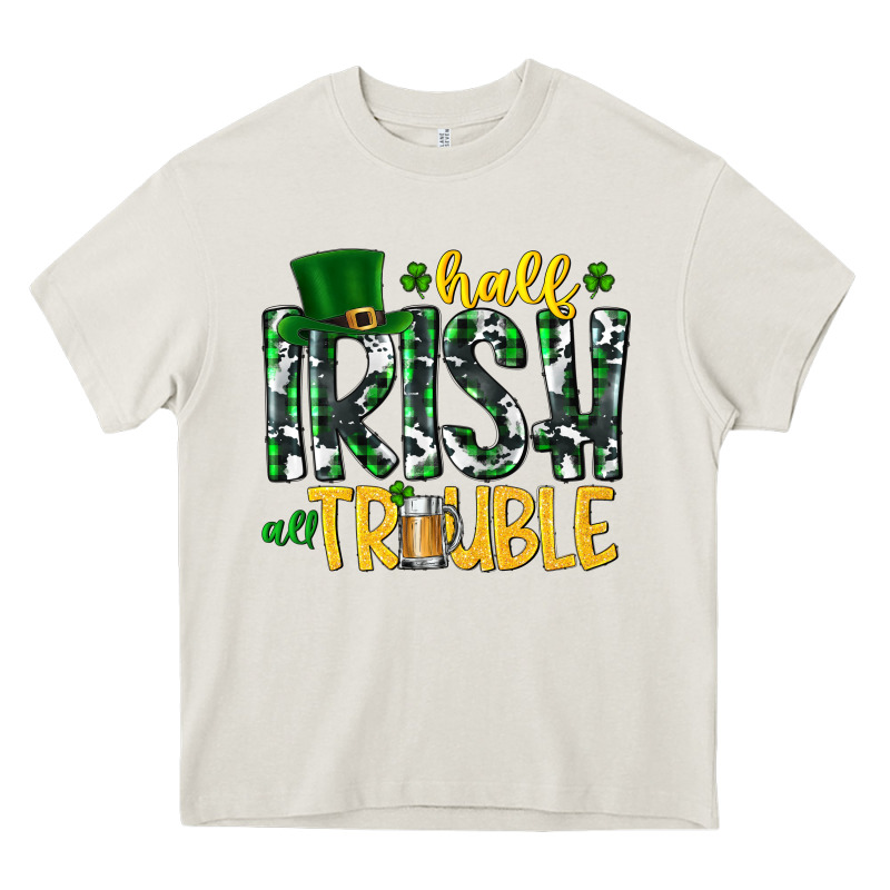 Half Irish All Trouble Heavy Core Tee by CowhideDigitalArt | Teevron