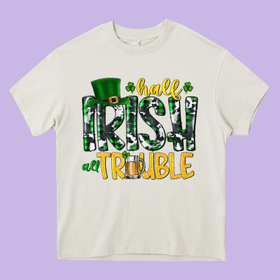 Half Irish All Trouble Heavy Core Tee Designed By Cowhidedigitalart