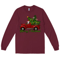 Burgundy merry christmas baby sheep trees with truck Long Sleeve Tee - RanaPortraitStore