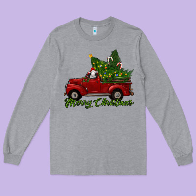 Merry Christmas Baby Sheep Trees With Truck Long Sleeve Tee Designed By Ranaportraitstore