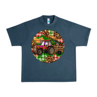 Midnight Navy Christmas Farm Red Tractor Urban Heavy Tee - RanaPortraitStore
