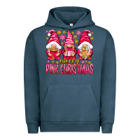 Pigment Midnight Navy Merry pink Christmas gnomes Urban Hoodie - NancyCooperArtShop