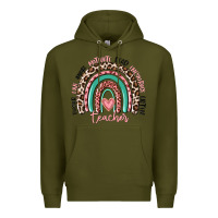 Army Green teacher rainbow Premium Hoodie - MaliasSmallBusiness