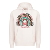 Pale Pink teacher rainbow Premium Hoodie - MaliasSmallBusiness